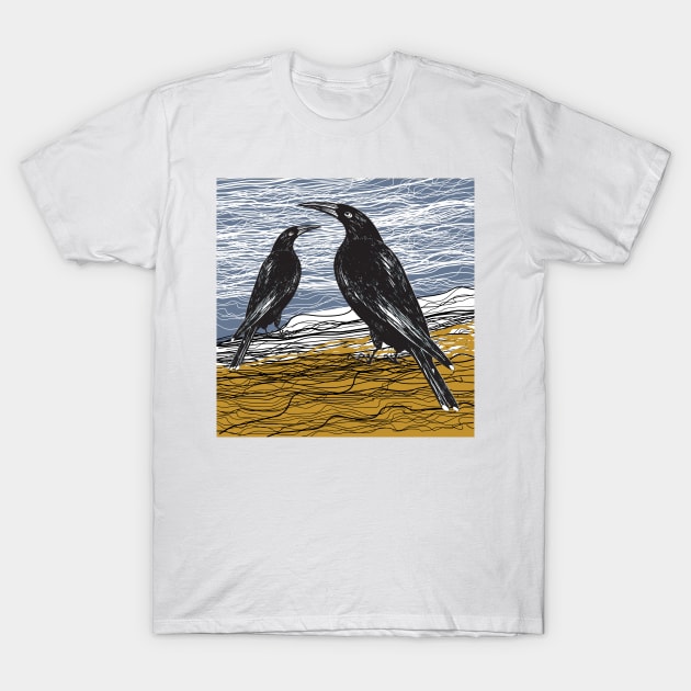 Tasmanian Black Currawong T-Shirt by topologydesign